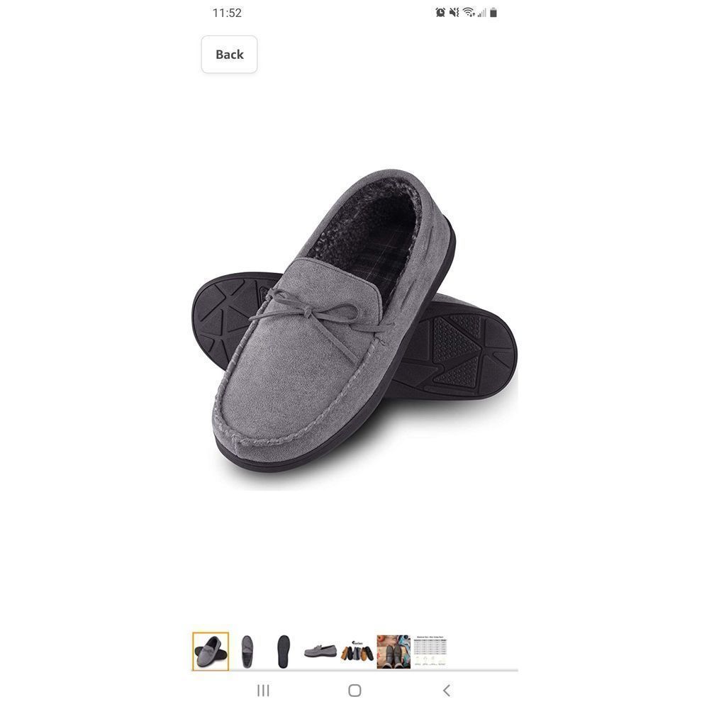 New Men's 11 Grey Homitem Moccasin Memory Foam Slippers House Shoes Indo…